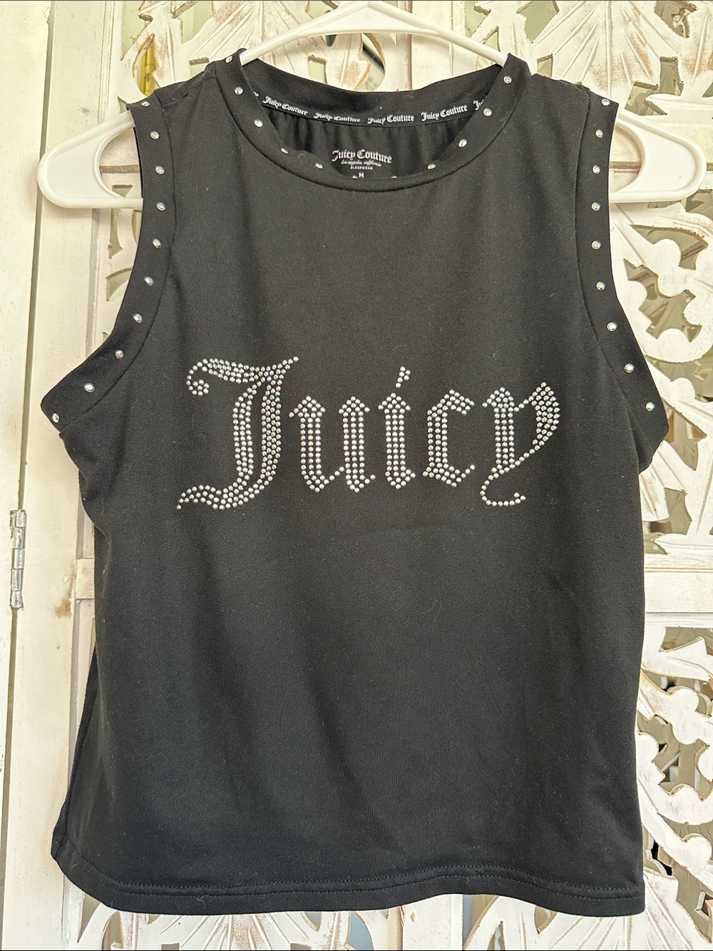 Juicy Couture Black Rhinestone 'Juicy' Muscle Tee
